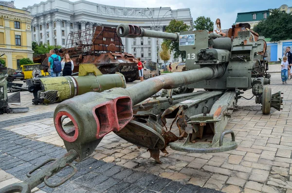 122 30A Bogserad Howitzer Det Används Flyganfall Styrkor Den Ryska — Stockfoto