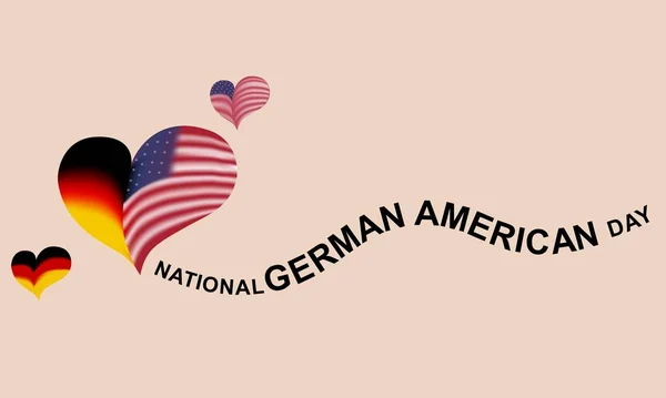 illustration of a happy independence day background with a heart and a flag of the USA. National German American Day