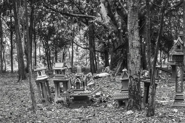 Schwarz Weiß Foto Von Alten Stil Thailändischen Haus Thailändischen Stil — Stockfoto