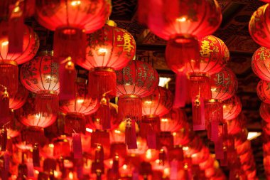 Bangkok, Tayland - 20 Aralık 2021: Tayland Nonthaburi, Tayland 'daki Wat Leng Nei Yee 2 Tapınağında Çince' de 