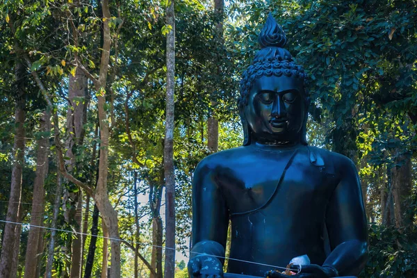 Nakhon Nayok Tailandia Enero 2022 Gran Estatua Negra Buda Del — Foto de Stock