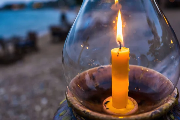 Romantische Kaarsen Branden Tafel — Stockfoto