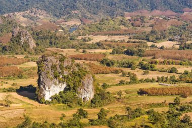 Kuzey Tayland 'da Phu Langka' da gün batımı, Phu Langka Tayland.