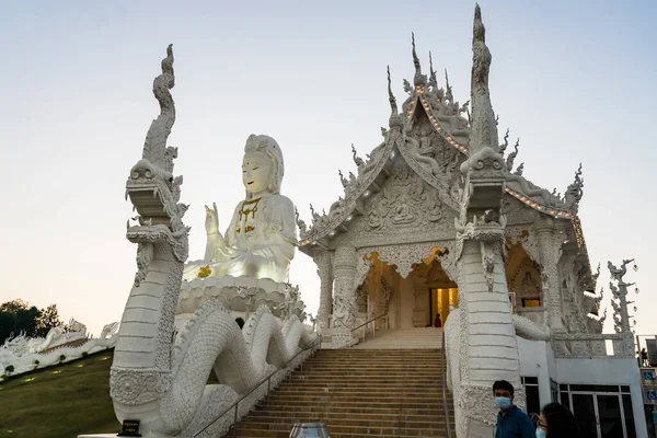 Chiang Rai Tailândia Janeiro 2022 Estátua Grande Guan Branco Yin — Fotografia de Stock