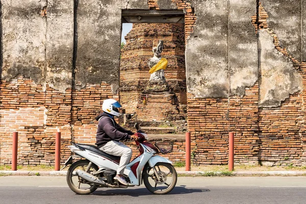 Ayutthaya Thailand Februari 2022 Rörlig Bild Oidentifierade Namn Människor Rider — Stockfoto