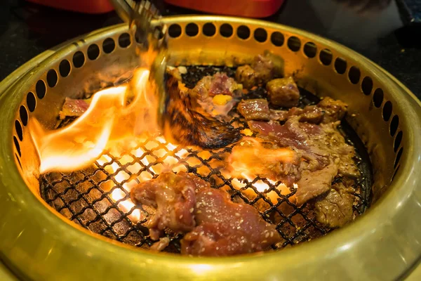 Churrasco Carne Japonesa Grelha Carvão Fogo — Fotografia de Stock