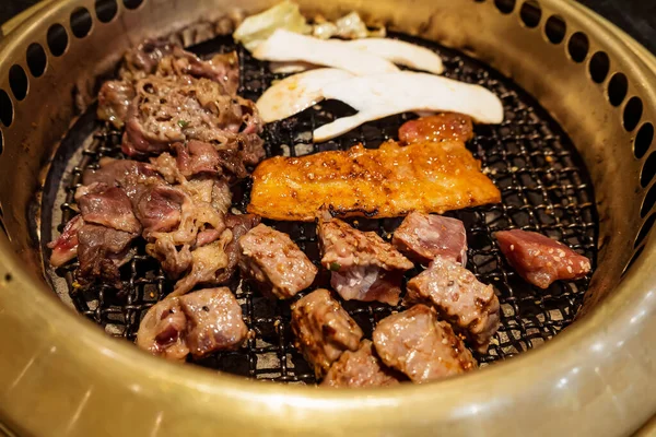Japansk Nötkött Grill Brand Träkol Grill — Stockfoto