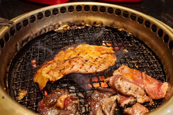 Churrasco Carne Japonesa Grelha Carvão Fogo — Fotografia de Stock