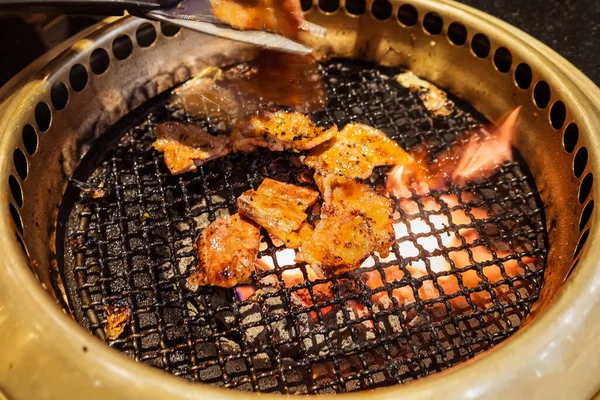 Churrasco Carne Japonesa Grelha Carvão Fogo — Fotografia de Stock