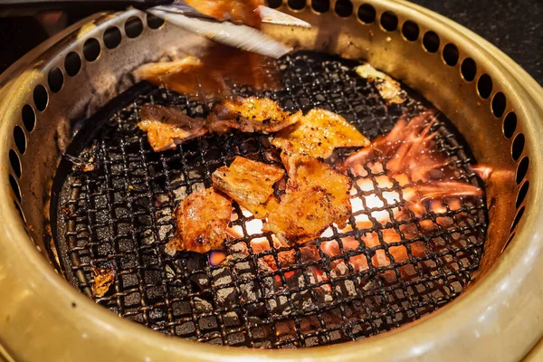 Churrasco Carne Japonesa Grelha Carvão Fogo — Fotografia de Stock