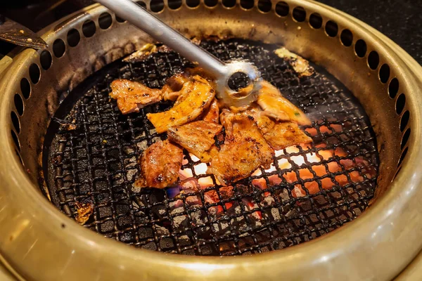 Churrasco Carne Japonesa Grelha Carvão Fogo — Fotografia de Stock