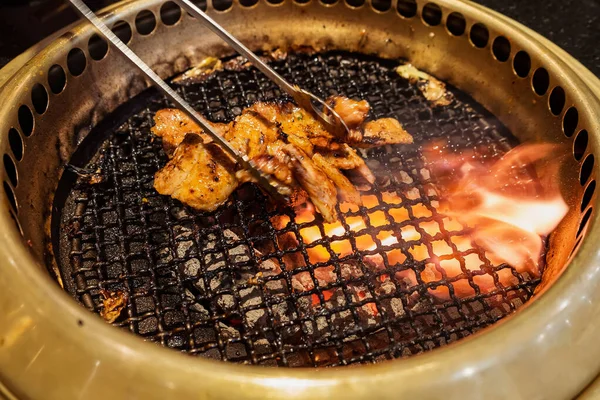 Churrasco Carne Japonesa Grelha Carvão Fogo — Fotografia de Stock