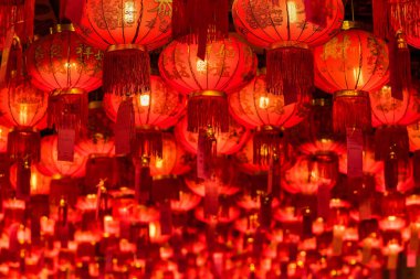 Bangkok, Tayland - 26 Ocak 2022: Tayland Nonthaburi, Tayland 'daki Wat Leng Nei Yee 2 Tapınağı' nda Çince 'de 