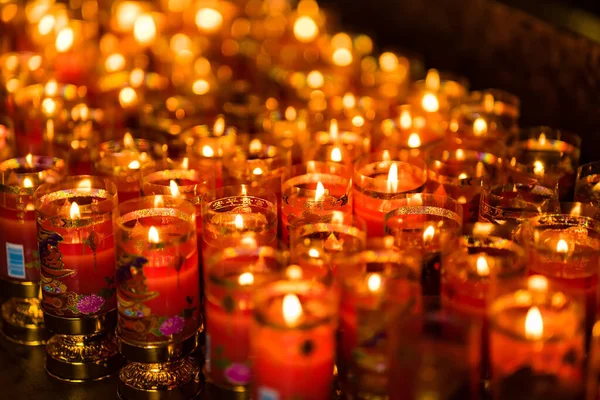 Bangkok Thailand March 2022 Praying Meditation Burning Candle Chinese Temple — стоковое фото