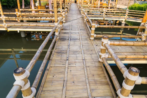 Walking Suspense Bridge Made Dry Bamboo Thailand — Stock Photo, Image