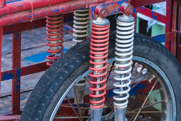 Bangkok Thailand April 2022 Closeup Springs Shock Absorbers Motorcycle Bangkok — Stock Photo, Image