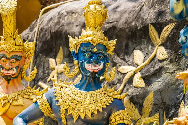 Nakhon Nayok Thailand April 2022 Goldene Statue Von Engel Und — Stockfoto