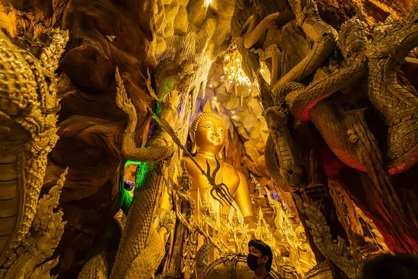 Nakhon Nayok Thailand April 2022 Big Buddha Naga Cave People — Stock Photo, Image