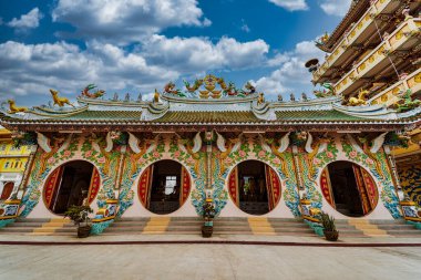 Nakhon Sawan, Thailand - March, 23, 2022 : Shrine Serpent king Chan Sen Is a Chinese style temple Created for people to worship gods.