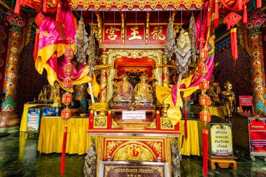 Nakhon Sawan, Thailand - March, 23, 2022 : Shrine Serpent king Chan Sen Is a Chinese style temple Created for people to worship gods.