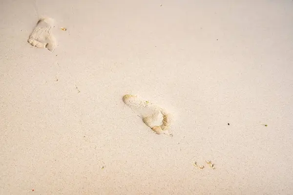 Voetafdrukken Het Strand Zand — Stockfoto