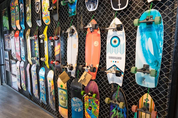Bangkok Thailand May 2022 Many Surfskate Hanging Skateboard Shop Wall — Stockfoto