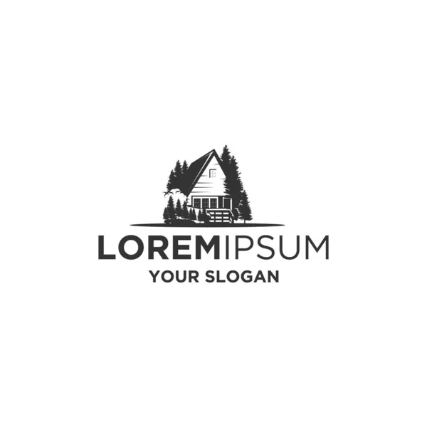 Diseño Del Logotipo Silueta Cabina Forestal — Archivo Imágenes Vectoriales