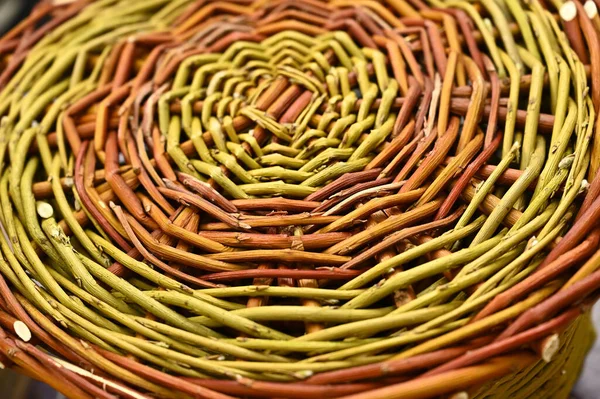 Rattan Basket Weaving Close — Stock Photo, Image