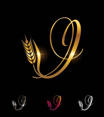 Altın Buğday ve Tahıl Monogram Baş harfleri I
