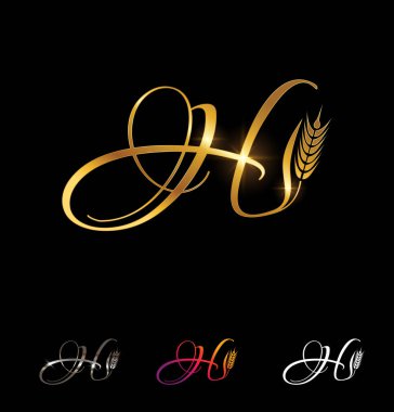 Altın Buğday ve Tahıl Monogramı Baş harfleri H