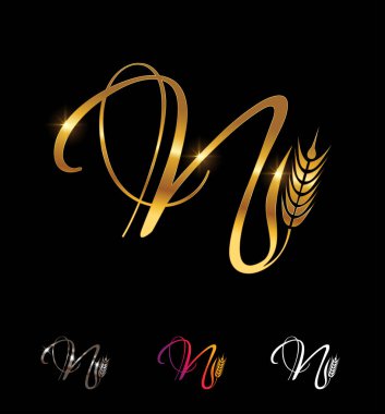 Altın Buğday ve Tahıl Monogramı İlk harf N