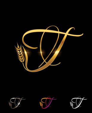 Altın Buğday ve Tahıl Monogramı İlk harf T