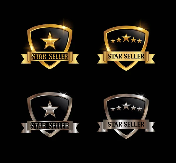 Plaque Vectorielle Chrome Star Seller — Image vectorielle