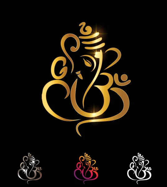 Altın Ganesha Vektör İşareti 