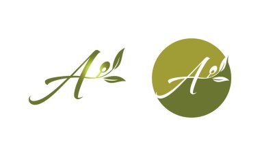 Zeytin Monogramı Logo Harfi A