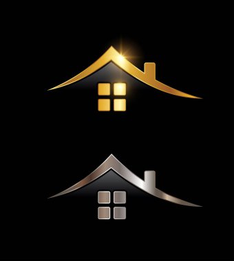 Altın ve Krom Ev Vektörü İşareti