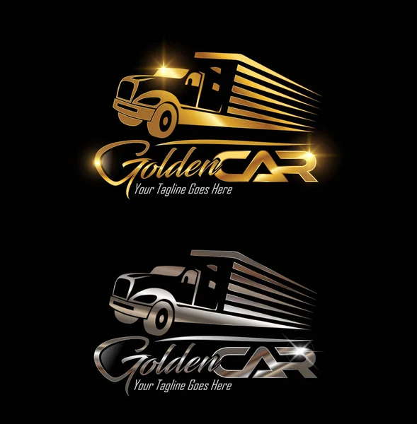 Altın ve Gümüş Kamyon Taşıma Logosu Vektörü