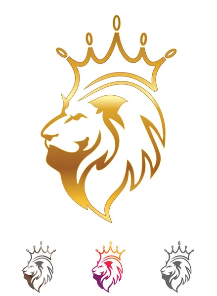 Golden Lion Crowned Vector Sign — Stock Vector