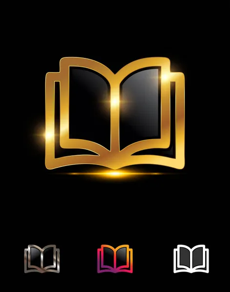 Golden Opened Book Symbool Vector Teken — Stockvector