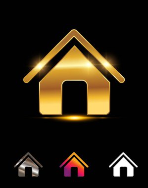 Altın Ev Sembol Vektör Logosu İşareti