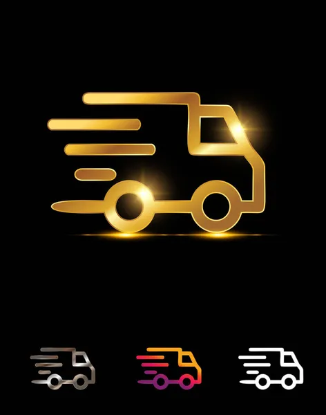 Golden Delivery Truck Vector Sign — Stockový vektor