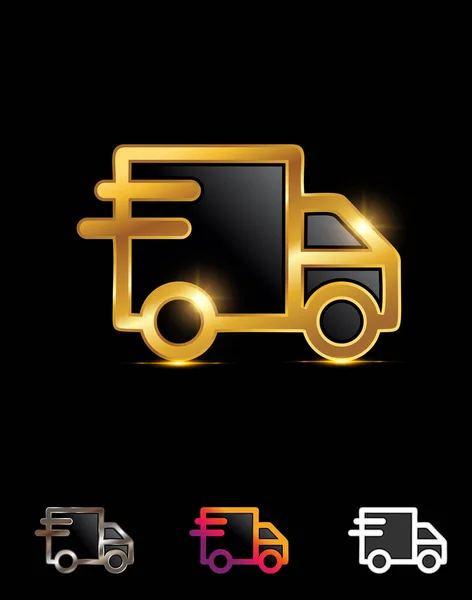 Golden Delivery Truck Vector Signa — Stockový vektor