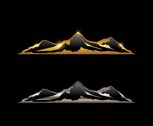 Goldene Und Silberne Bergsymbole — Stockvektor