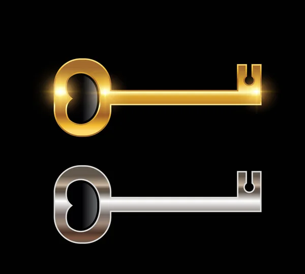 Arany Ezüst Kulcs Jel — Stock Vector