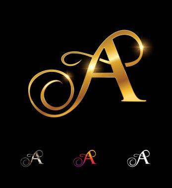 Altın Monogram El yazısı Logo Harfi A