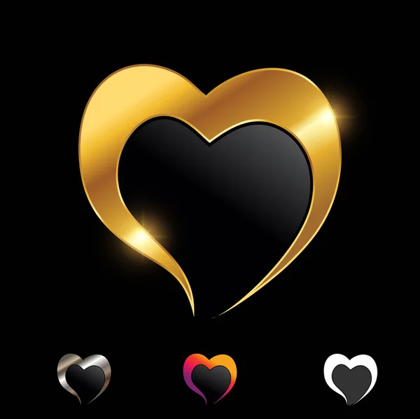 Golden Luxury Heart Love Vector Sign — Stock Vector