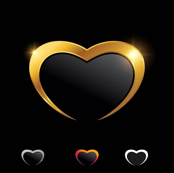 Golden Luxury Heart Love Vector Sign — Stock Vector