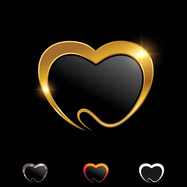 Golden Luxury Heart Love Vector Sign — Stock Vector