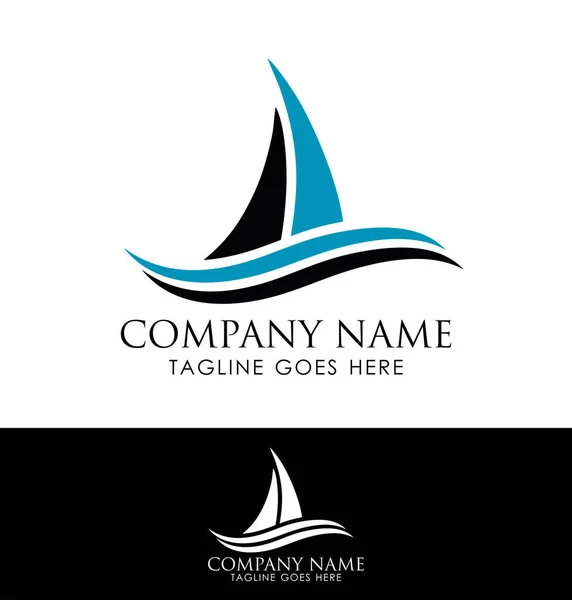 Yelkenli Tekne Logo Şablonu Vektör Şareti — Stok Vektör