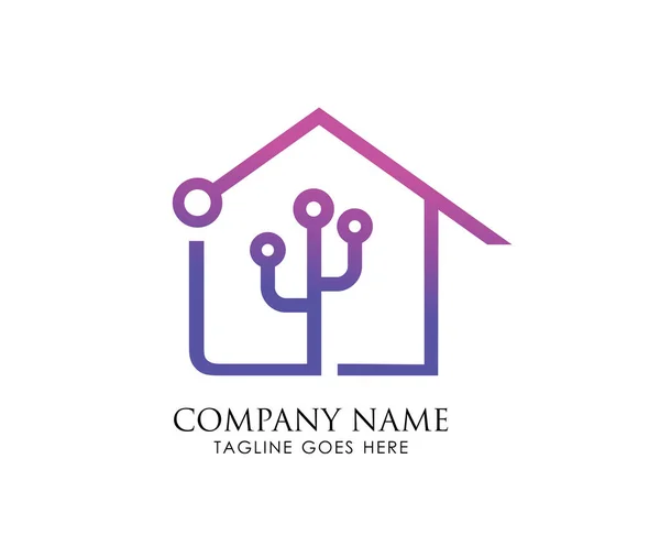 Technology Home Logo Template Sign — Stock Vector